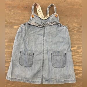 (3/$20) M&S 6/9m light wash denim overalls style dress
